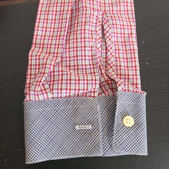 Alexander Mcqueen Stripe Button Down Shirt Plaid Red Gray Size 50 - Picture 8 of 13